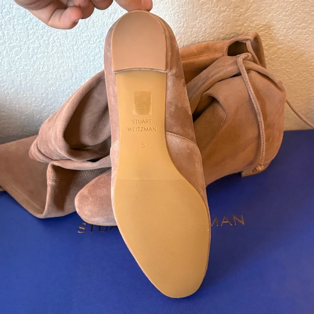 Stuart Weitzman Over-the-Knee Suede Boots in Dusty tan Taupe